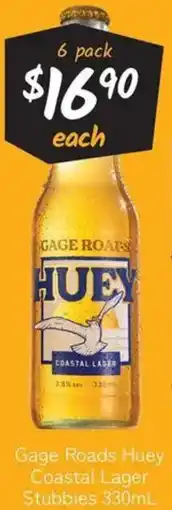 Cellarbrations Gage Roads Huey Coastal Lager Stubbies offer