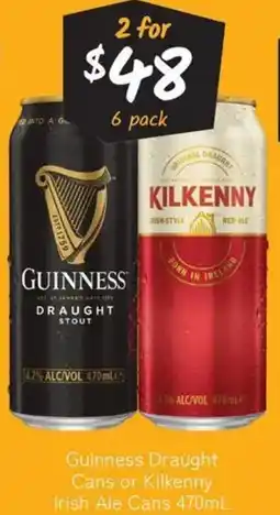 Cellarbrations Guinness Draught Cans or Kilkenny Irish Ale Cans offer