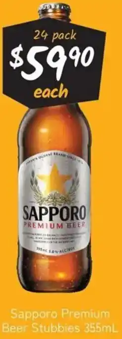 Cellarbrations Sapporo Premium Beer Stubbies offer