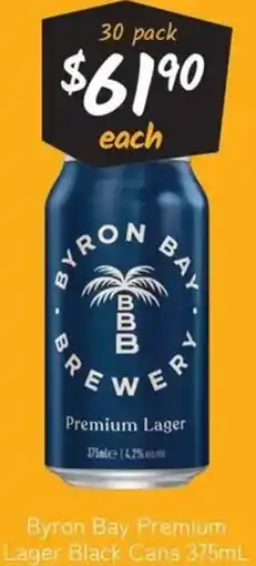 Cellarbrations Byron Bay Premium Lager Black Cans offer