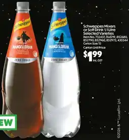 Campbells Wholesale Schweppes Mixers or Soft Drink offer
