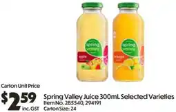 Campbells Wholesale Spring Valley Juice offer