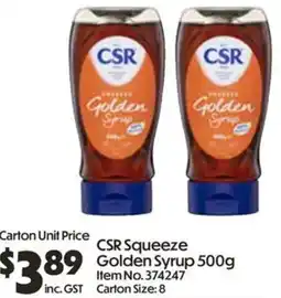 Campbells Wholesale CSR Squeeze Golden Syrup offer