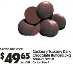 Campbells Wholesale Cadbury Tuscany Dark Chocolate Buttons offer