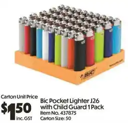 Campbells Wholesale Bic Pocket Lighter J26 with Child Guard offer
