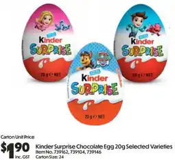 Campbells Wholesale Kinder Surprise Chocolate Egg offer