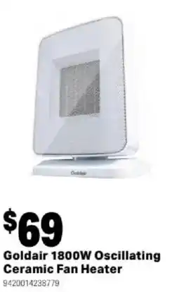 Mitre 10 Goldair 1800W Oscillating Ceramic Fan Heater offer