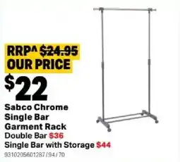 Mitre 10 Sabco Chrome Single Bar Garment Rack Double Bar offer
