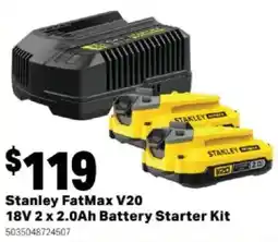 Mitre 10 Stanley FatMax V20 18V 2 x 2.0Ah Battery Starter Kit offer