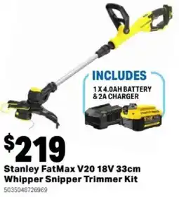 Mitre 10 Stanley FatMax V20 18V 33cm Whipper Snipper Trimmer Kit offer