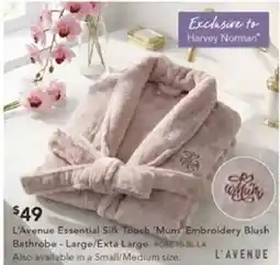 Harvey Norman L'Avenue Essential Silk Touch 'Mum Embroidery Blush offer