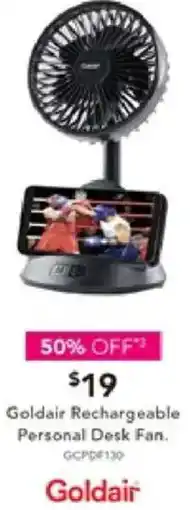 Harvey Norman Goldair Rechargeable Personal Desk Fan offer