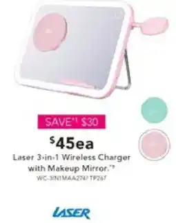 Harvey Norman Laser 3-in-1 Wireless Charger with Makeup Mirror offer