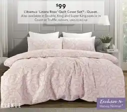 Harvey Norman L'Avenue 'Linora Rose' Quilt Cover Set offer