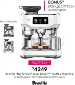 Harvey Norman Breville 'the Oracle Dual Boiler Coffee Machine offer