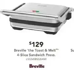 Harvey Norman Breville 'the Toast & Melt" 4-Slice Sandwich Press offer