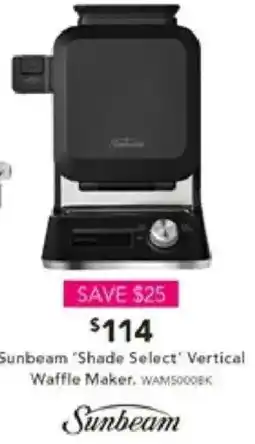 Harvey Norman Sunbeam "Shade Select' Vertical Waffle Maker offer