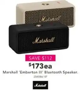 Harvey Norman Marshall 'Emberton III' Bluetooth Speaker offer