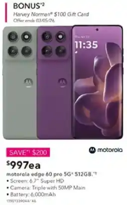 Harvey Norman Motorola edge 60 pro sg 512gb offer