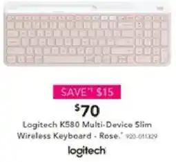 Harvey Norman Logitech K580 Multi-Device Slim Wireless Keyboard - Rose offer