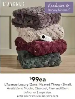Harvey Norman L'Avenue Luxury 'Zane' Heated Throw - Small offer