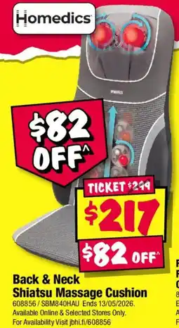 JB Hi-Fi Back & Neck Shiatsu Massage Cushion offer