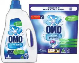 IGA OMO Laundry Liquid 2 Litre, Capsules 28 Pack or Powder 2kg Selected Varieties offer