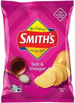 IGA Smith’s Crinkle Cut Chips 150‑170g Selected Varieties offer