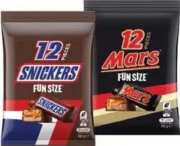 IGA Mars, Snickers or Maltesers Fun Size Pack 132‑192g Selected Varieties offer