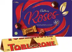 IGA Toblerone Chocolate 340‑360g or Cadbury Chocolate Roses 380g Selected Varieties offer