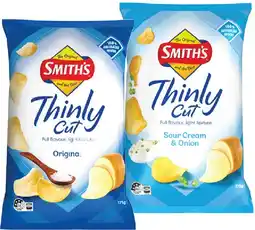 IGA Smith’s Double Crunch Chips 150g or Thinly Cut Chips 175g Selected Varieties offer