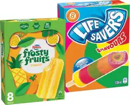 IGA Peters Frosty Fruits 6‑8 Pack or Life Savers Ice Block 8 Pack offer
