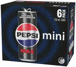 IGA Pepsi, Solo or Schweppes Mini Cans 6x250mL Selected Varieties offer