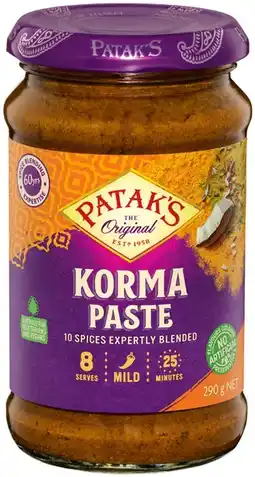 IGA Patak’s Curry Paste 283‑312g Selected Varieties offer