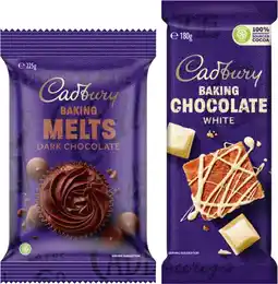 IGA Cadbury Baking Chocolate Block 180g or Melts 225g Selected Varieties offer