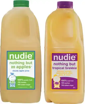 IGA Nudie Cloudy Apple or Tropical Brekkie Juice 2 Litre offer