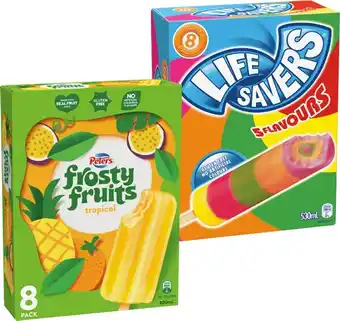 IGA Life Savers Ice Block or Peters Frosty Fruits 6‑8 Pack Selected Varieties offer