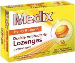 IGA Medix Honey & Lemon Double Antibacterial Lozenges offer