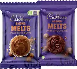 IGA Cadbury Baking Chocolate Melts 225g or Block 180g Selected Varieties offer