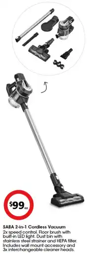 Coles SABA 2-in-1 Cordless Vacuum offer