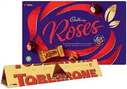 IGA Toblerone Chocolate 340‑360g or Cadbury Chocolate Roses 380g Selected Varieties offer