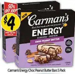 NQR Carman's Energy Choc Peanut Butter Bars offer