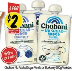 NQR Chobani No Added Sugar Vanilla or Blueberry offer