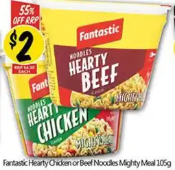 NQR Fantastic Hearty Chicken or Beef Noodles Mighty Meal offer