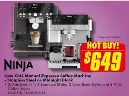 The Good Guys Luxe Café Manual Espresso Coffee Machine - Stainless Steel or Midnight Black offer