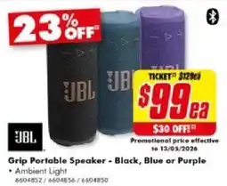 The Good Guys Grip Portable Speaker - Black, Blue or Purple offer