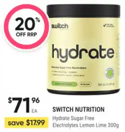 healthylife Switch nutrition hydrate sugar free electrolytes lemon lime offer