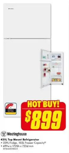 The Good Guys 431L Top Mount Refrigerator offer
