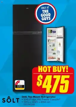 The Good Guys 266L Top Mount Refrigerator offer