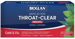 healthylife Bioglan Throat-Clear Menthol Flavour 20 Lozenges offer
